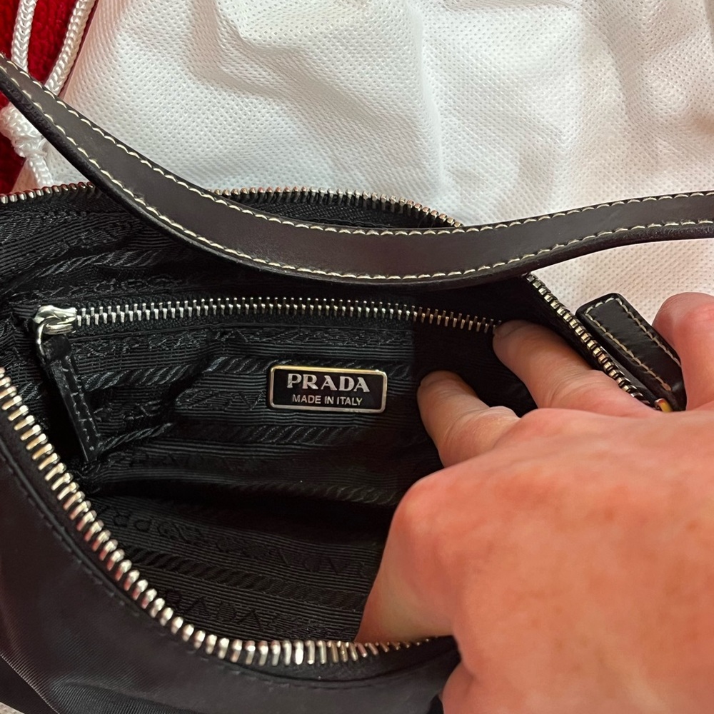 Vintage Prada Black Shoulder Bag Modern Minimalist Design - Picture 7 of 12